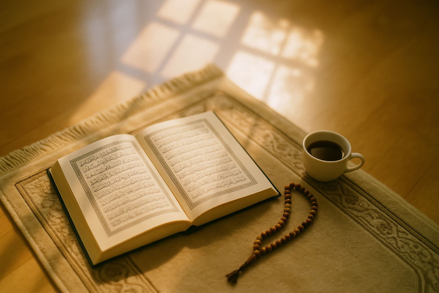 Quran and prayer beads - Ayat As-Sakinah