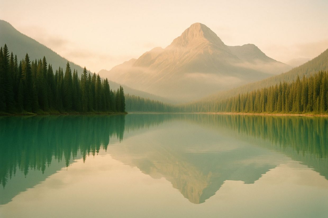 Mountain lake at dawn - Verses of Tranquility