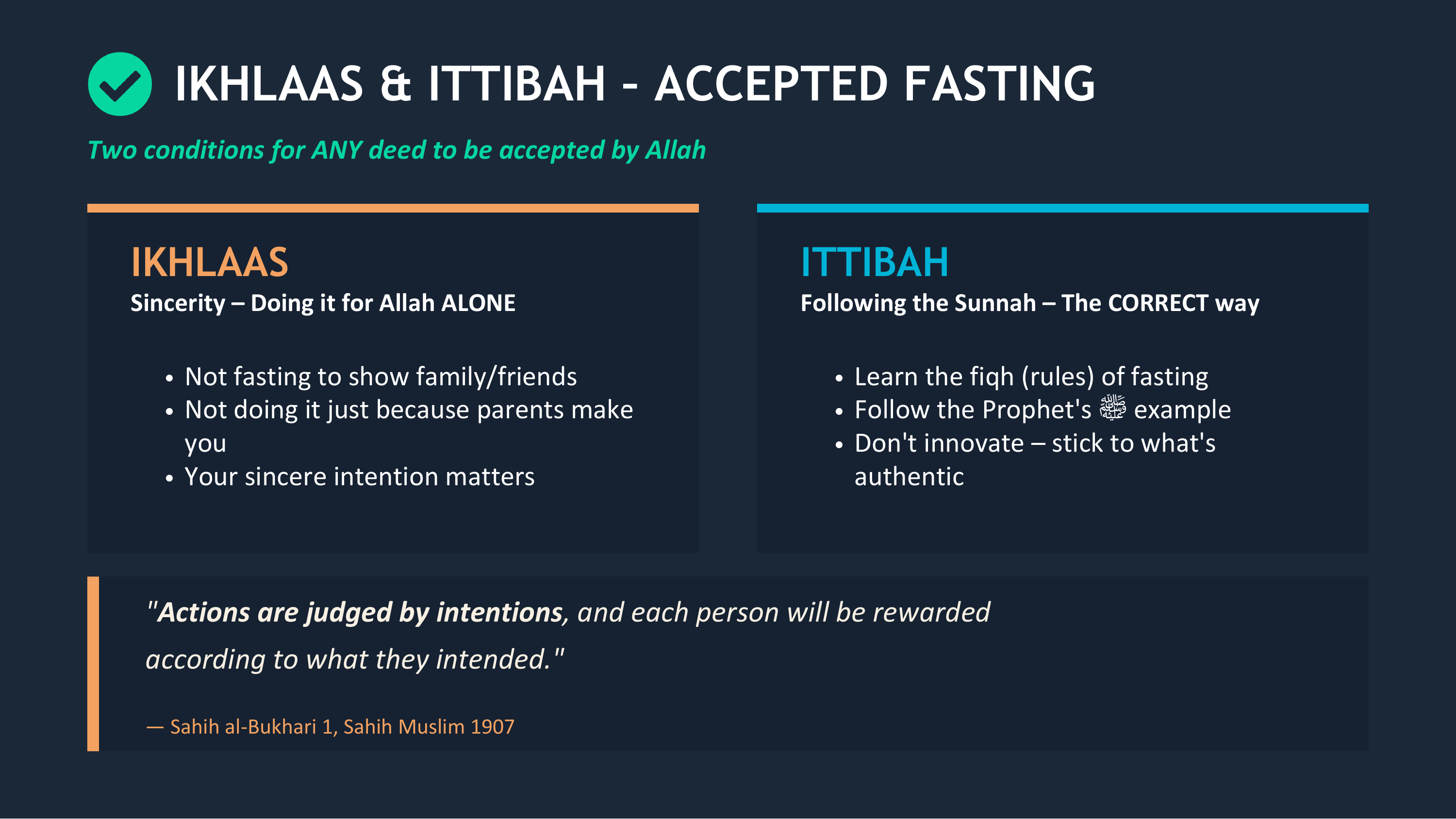 Ikhlaas and Ittibah